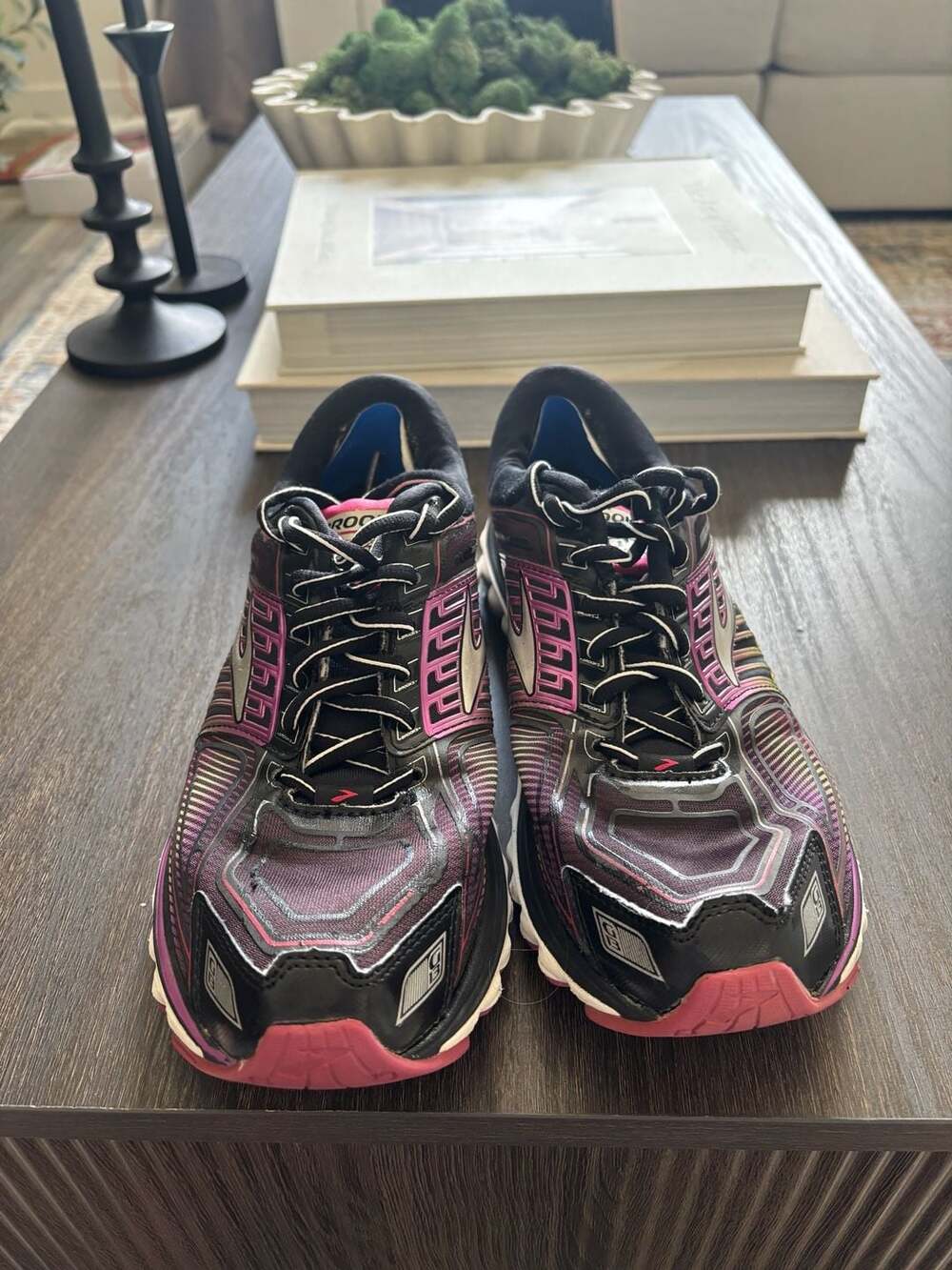 Brooks Women's Glycerin 13 Running Shoes Black Purple 3D Fit Print